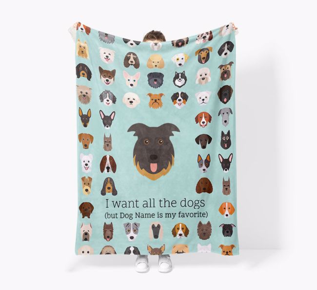 'All The Dogs' - Personalized {breedFullName} Blanket: Premium Sherpa Fleece